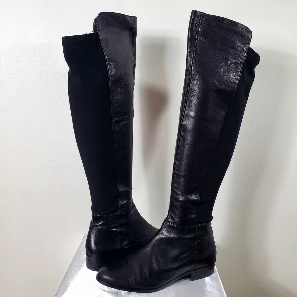Michael Kors Riding Boots Leather Elastic Black sz 8.5